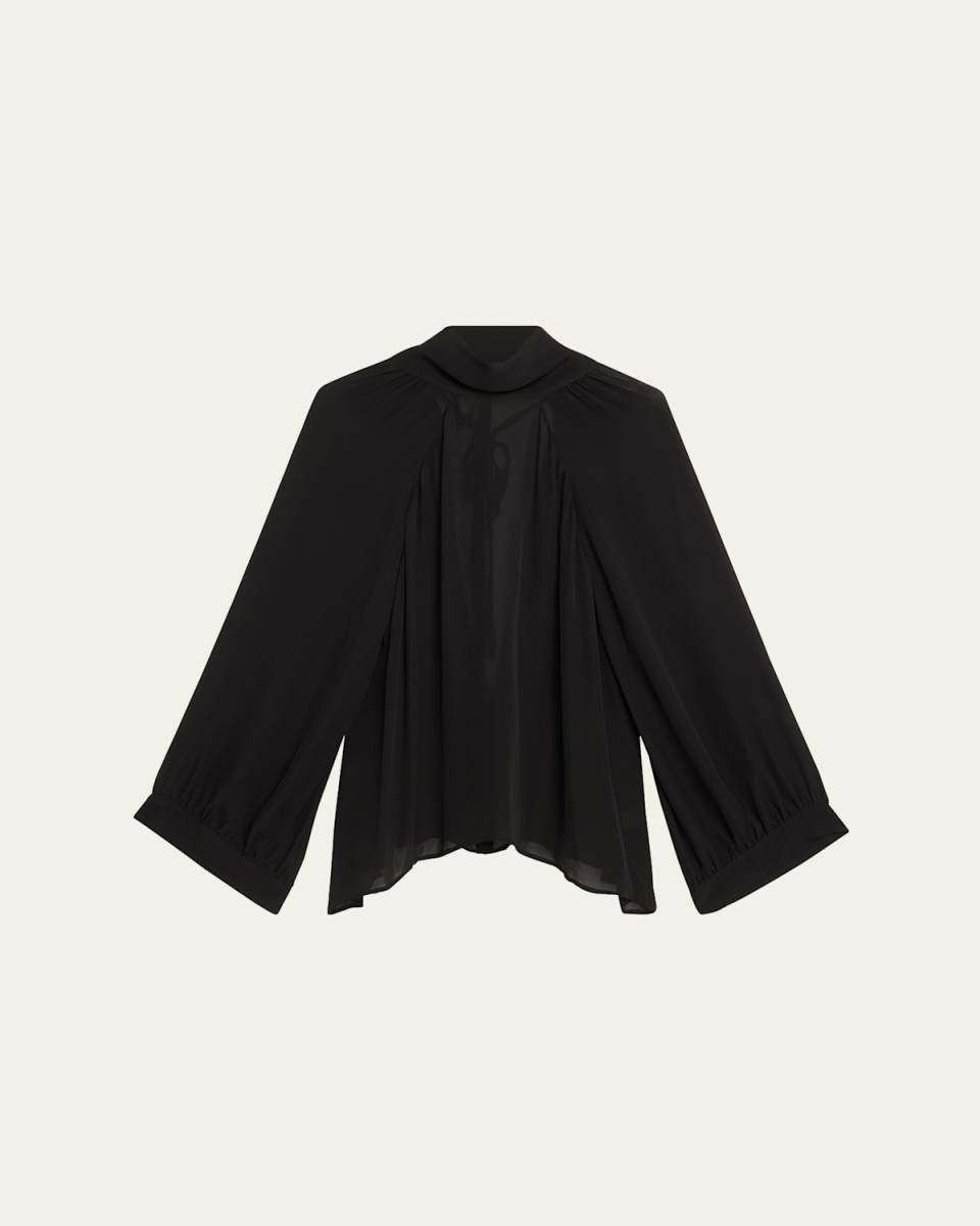 Elianna Cutout Pleated Silk Blouse